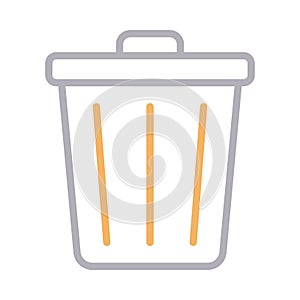 Trash thin line color vector icon