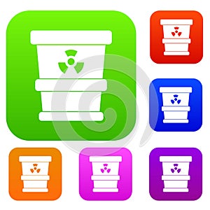 Trashcan containing radioactive waste set color collection