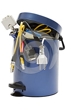 Trashcan with electronic waste