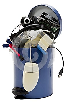 Trashcan with electronic waste