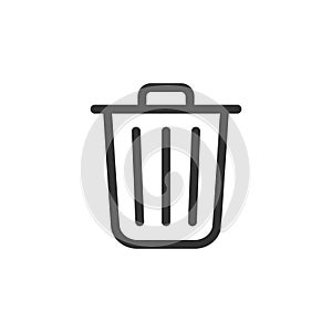 Trashcan icon. Carbage can symbol. Flat shape delete sign. Trash container and recycling bin logo. Vector illustration image.