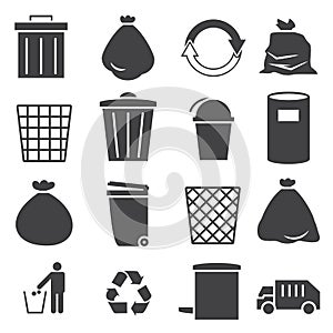 Trashcan icon set photo