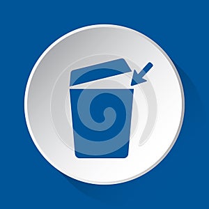 Trashcan - simple blue icon on white button