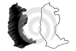 Trashiyangtse District Districts of Bhutan, Kingdom of Bhutan map vector illustration, scribble sketch Trashi Yangtse map