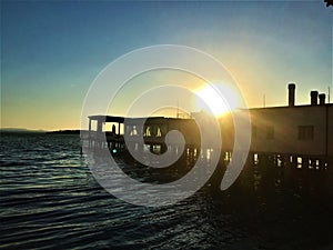 Trasimeno lake, sunset, light, water and peace in Umbria region, Italy