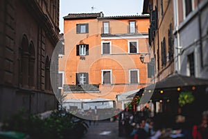 Trastevere district, Rome, Italy, view of rione Trastevere, Roma, with historical narrow streets, Municipio I, west bank of Tiber