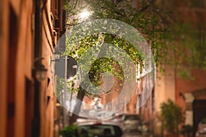 Trastevere district, Rome, Italy, view of rione Trastevere, Roma, with historical narrow streets, Municipio I, west bank of Tiber