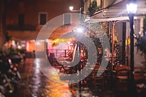 Trastevere district, Rome, Italy, view of rione Trastevere, Roma, with historical narrow streets, Municipio I, west bank of Tiber