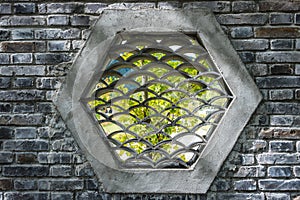 Trational brick window in chinese garden