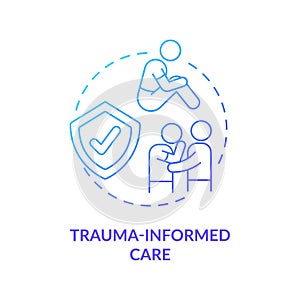 Trauma informed care blue gradient concept icon