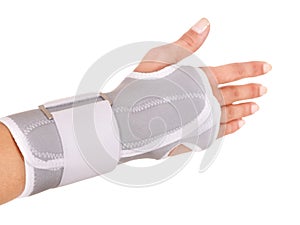 Trauma of wrist in brace.