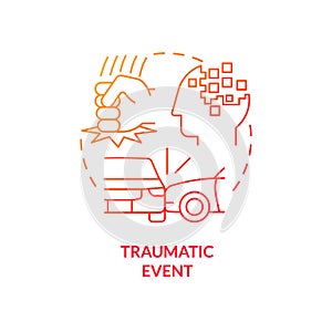 Traumatic event red gradient concept icon