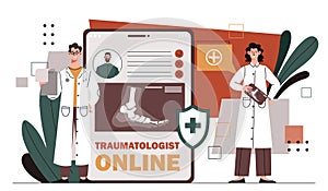 Traumatologist online vector concept