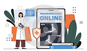 Traumatologist online vector concept