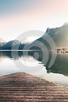 Traunsee lake in Alps mountains, Austria.