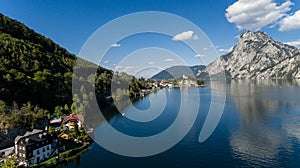 Traunsee lake in Alps mountains, Traunstein, Gmunden, Upper Austria