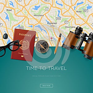 Travel and adventure template, time to travel