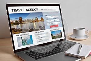 Travel agency concept on modern laptop computer screen