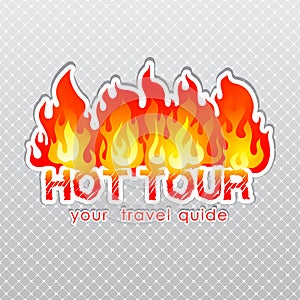 Travel agency hot tour burn label