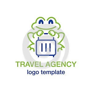 Travel agency logo - cute frog traveller