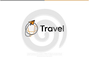 Travel Agency Logo Design. Vector Logo Template. A holiday vacation travel agency company logo of a world silhouette and an airpla