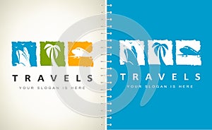 Travel agency logo vector. Logo design. Ship, palm and plane Logo. photo