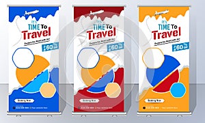 Travel agency Roll Up. Truism X-Banner. Business digital Roll Up Banner. Holiday x-stand Banner. Tours Vacation exhibition display