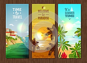 Travel agency sea vacation banners set
