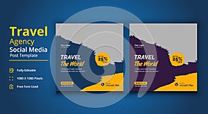 Travel Agency Social Media Post Template, Travel Social Media Banner Post