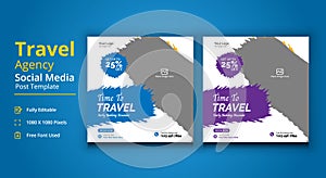 Travel Agency Social Media Post Template, Travel Social Media Banner Post