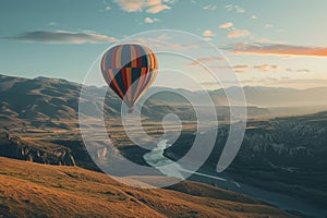 Travel air balloon, traveling, air balloon, mountains and river