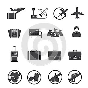 Travel and Air transportation icons set