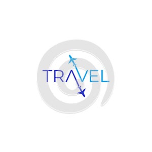 Travel, airplane flight. Vector logo icon template