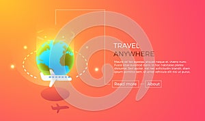 Travel anywhere, vacation and tourism concept for holidays around the world. Vector illustration for banners, backgrounds etc.