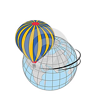 Travel around the world in a hot air balloon. concept of travel. vector illustration.