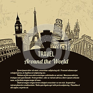 Travel around the World retro poster