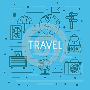 Travel around the world set icons