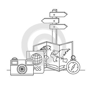 Travel around the world set icons