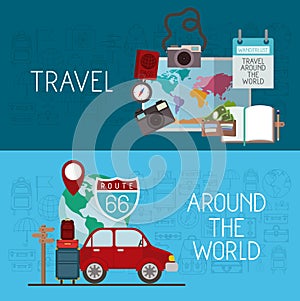 Travel around the world set icons