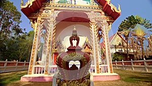 Travel Asia sacred pray tourism. Buddhist asian siam history. Buddist temple on island Koh Chang. Concept traditional