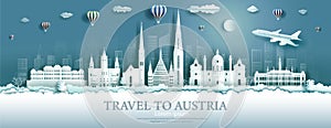 Travel Austria landmarks in vienna city with balloons