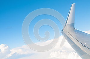 Travel background image of wing in the sky