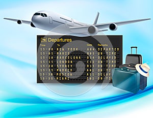 Travel background with mechanical departures board