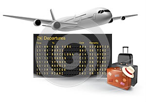 Travel background with mechanical departures board