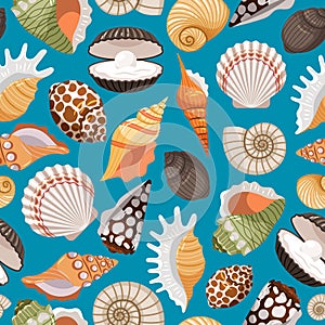 Travel background with sea shells photo