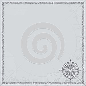 Travel background with a wind rose and old map