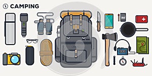 Travel backpack line illustration