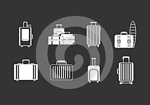 Travel bag icon set grey vector