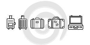 travel bag icon set. vacation, baggage and luggage symbol. isolated vector image in simple style