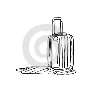 Travel bag with shadow vector illustration sketch hand drawn wit